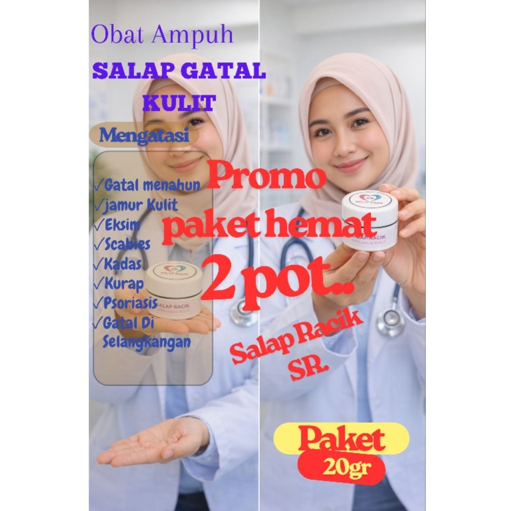 PROMO SALAP RACIK DAPAT 2 POT,SALAP GATAL,EKSIM, SCABIES, DERMATITIS, PSORIASIS,KURAP,KADAS, GATALSE