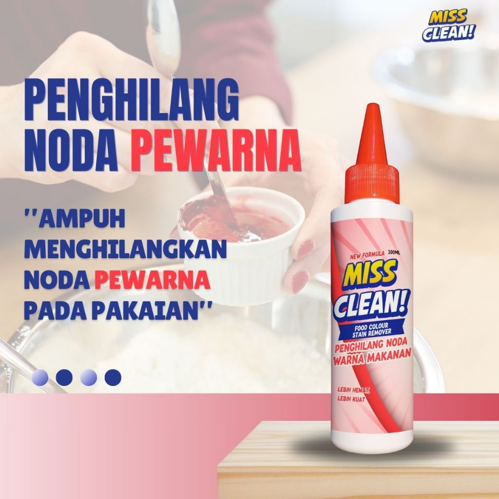 Cairan pembersih noda pewarna makanan pada pakaian seragam sekolah warna putih dan berwarna, formula