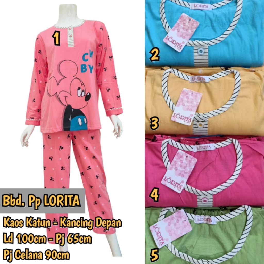 Babydoll Kaos Lengan Panjang Lorita, Setelan Baju Tidur Muslimah