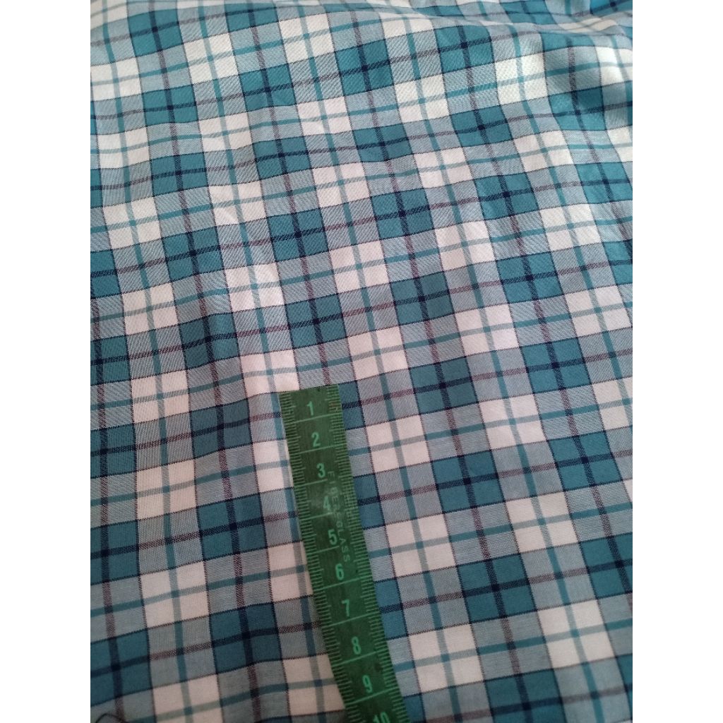 KAIN KATUN KOTAK BIRU TURKISH PUTIH (150 & 175 cm)