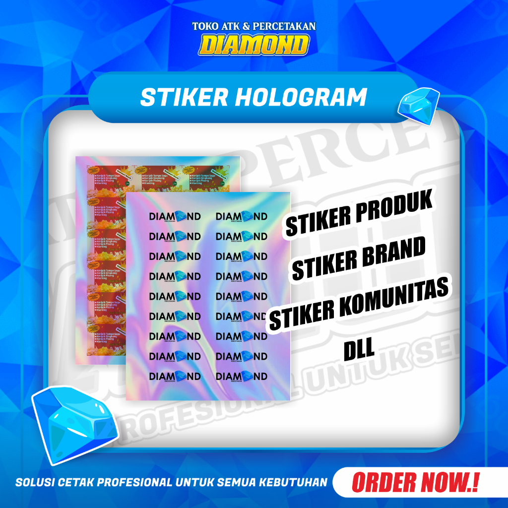 STIKER HOLOGRAM CUSTOM   | STIKER LOGO   |   STIKER NAMA   |   STIKER MENGKILAT