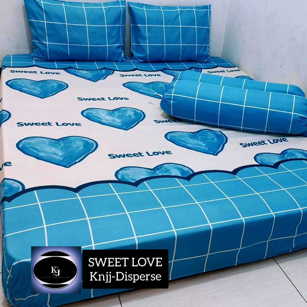 SPREI SET 180X200- MOTIF KADO LOVE KING Lengkap Set 2 sarung bantal 2 sarung guling adem lembut tida