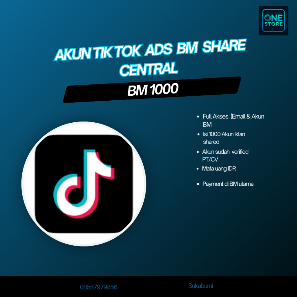 Akun Tiktok Ads BM SHARE CENTRAL BM50/BM100/BM300/BM500/BM1000