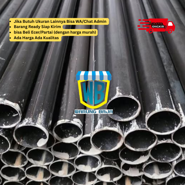 Pipa besi hitam 2 inch x 6 meter - pipa hitam 2" - warungbaja - pipa besi - pipa hitam dua inch - be