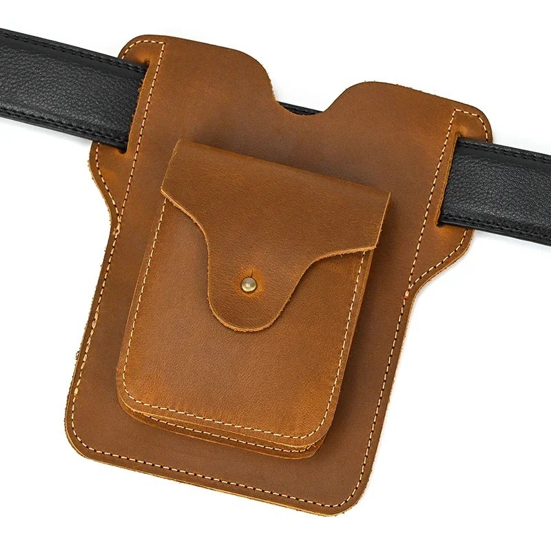 Sarung HP Pinggang Kulit Sapi 2-in-1 – Organizer Rokok & Smartphone