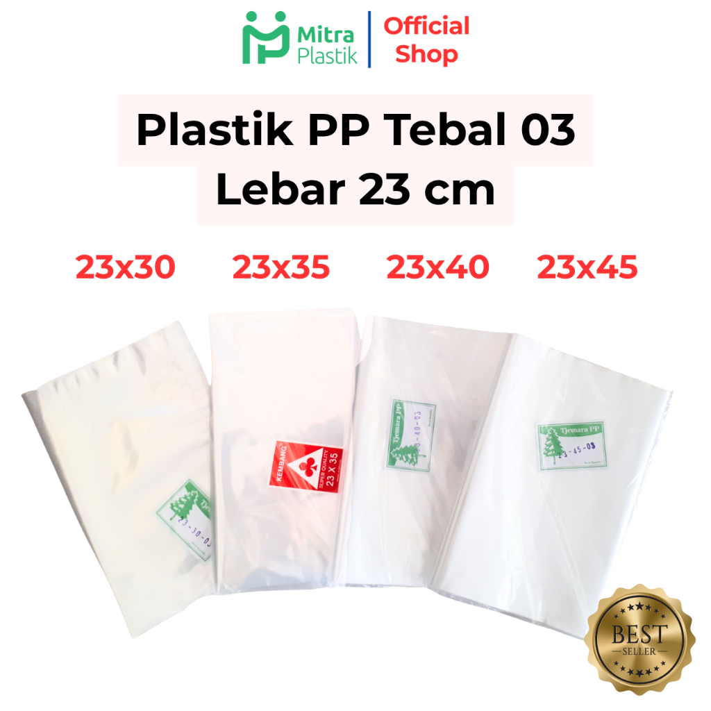 Plastik PP Lebar 23 Tebal 03 23x30 23x35 23x40 23x45 Kantong Plastik Bening Transparan