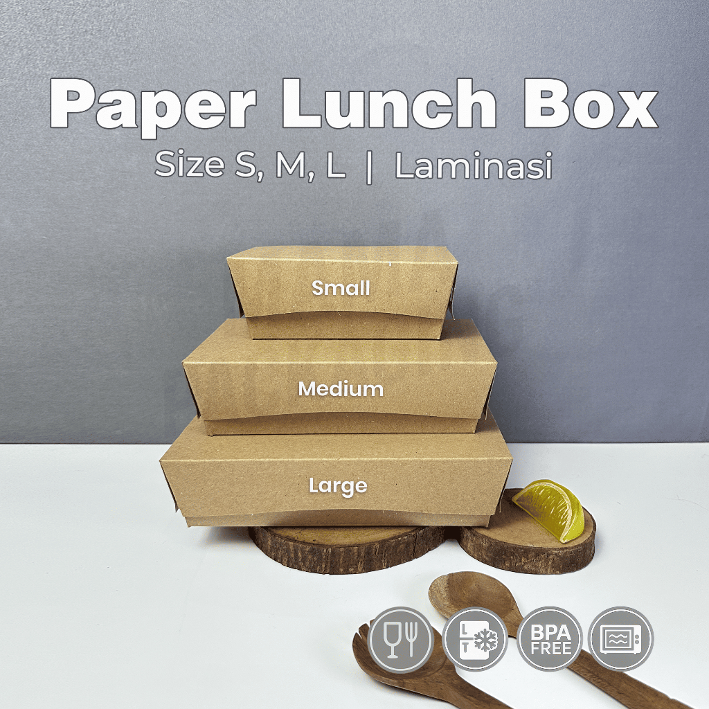 [50 PCS] Paper Lunch Box KRAFT Size S , M , L / Kertas Coklat / Kotak Makan Bungkus Nasi / Laminasi