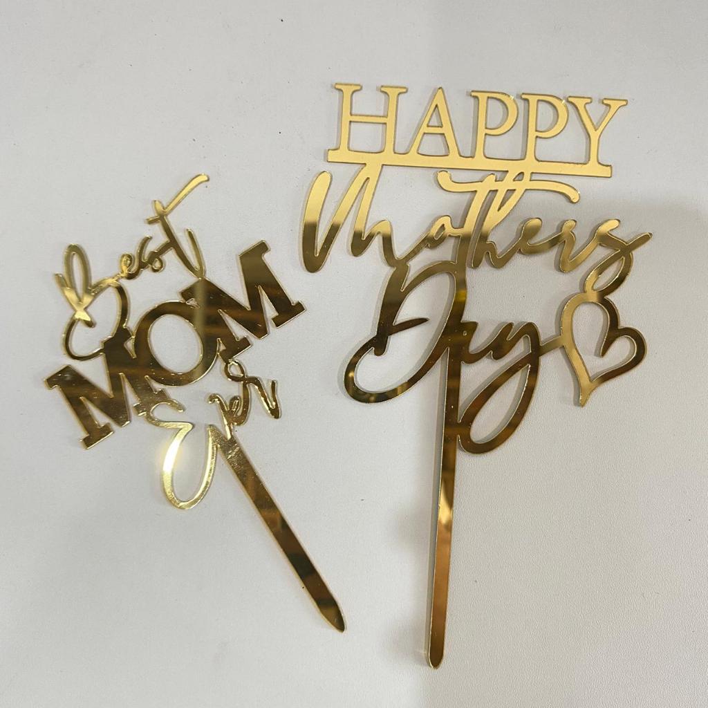 Topper Kue Happy Mother’s Day Gold Hiasan Kue Mother’s Day
