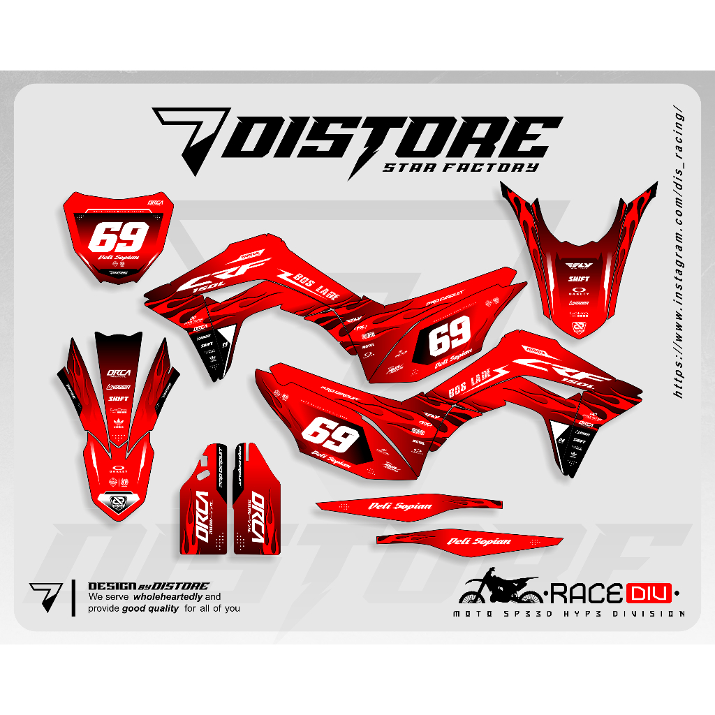 DECAL CRF 150L MERAH HITAM CUSTOM PREMIUM