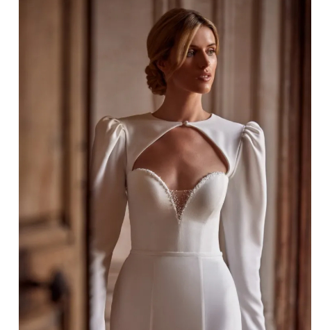 wedding dress     pernikahan  bridal  lace backless wedding dress  lengan panjang wedding dress