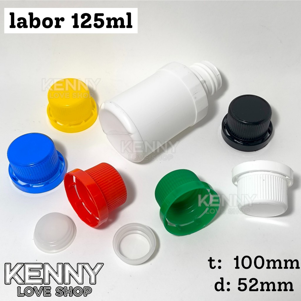 isi  10pcs - Botol LABOR 125 ml agro Pert 125ml Plastik HDPE solid pupuk Bulet cc putih bening