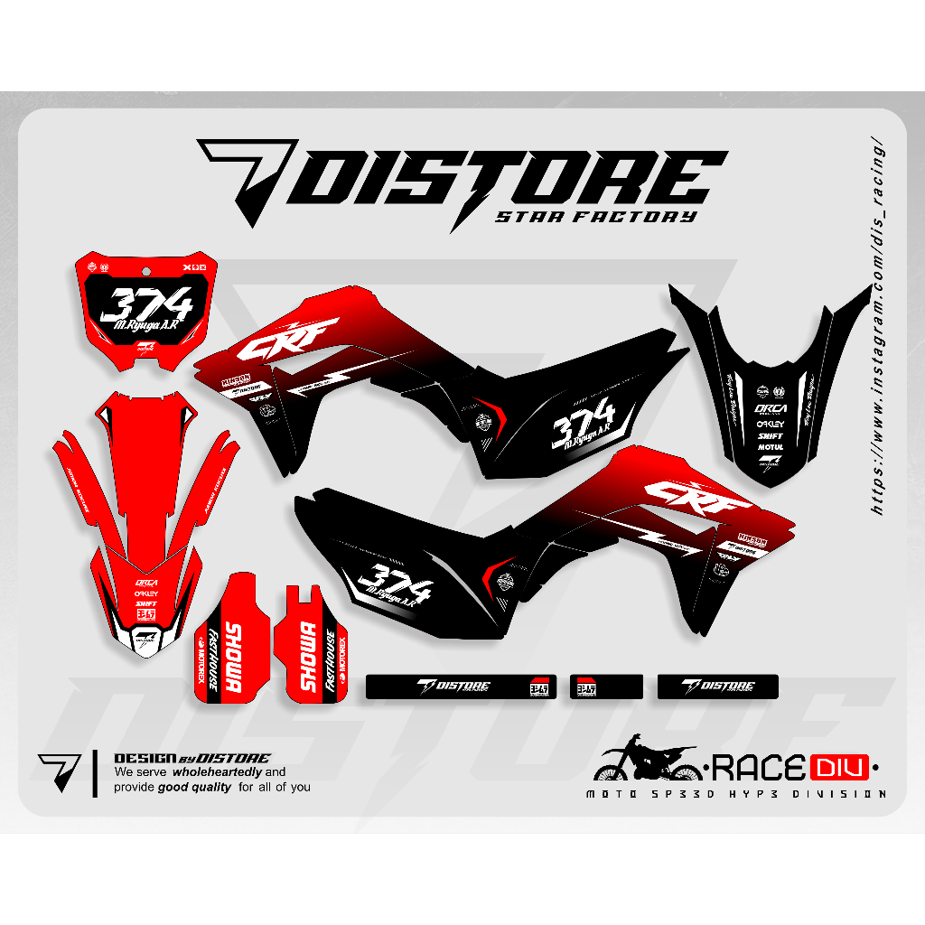 DECAL CRF 150L MERAH HITAM CUSTOM PREMIUM