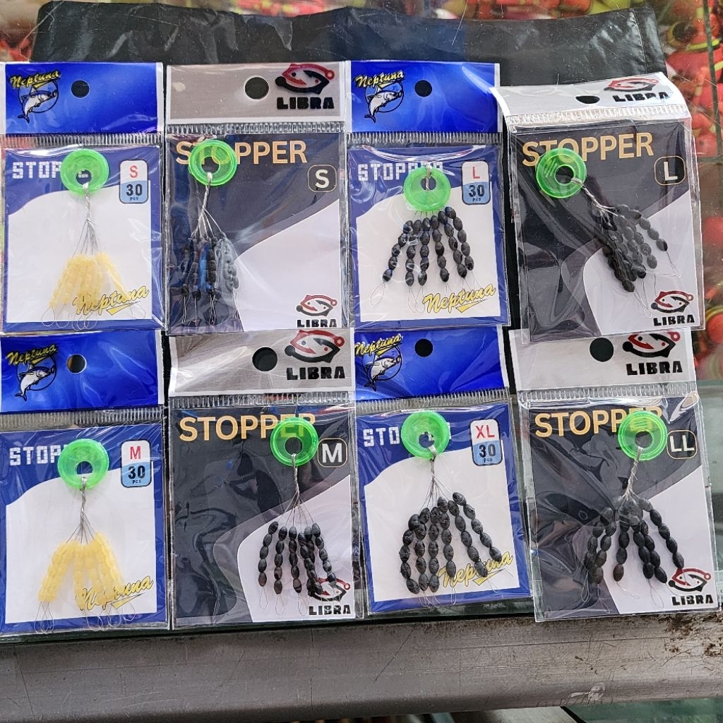 GROSIR Stopper Pancing Bulat MEREK RANDOM Hitam / Kuning Isi 30 / Bungkus Stoper Timah