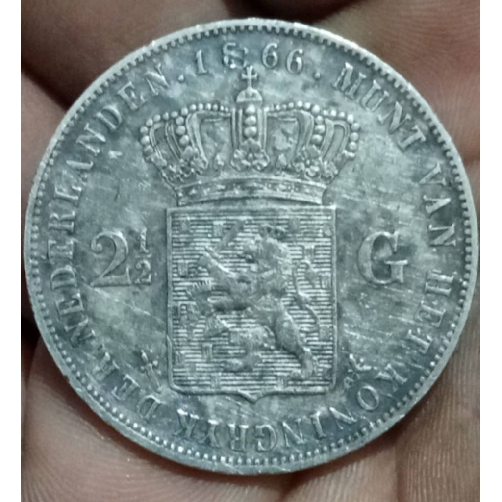 koin 2,5 gulden 1866 asli