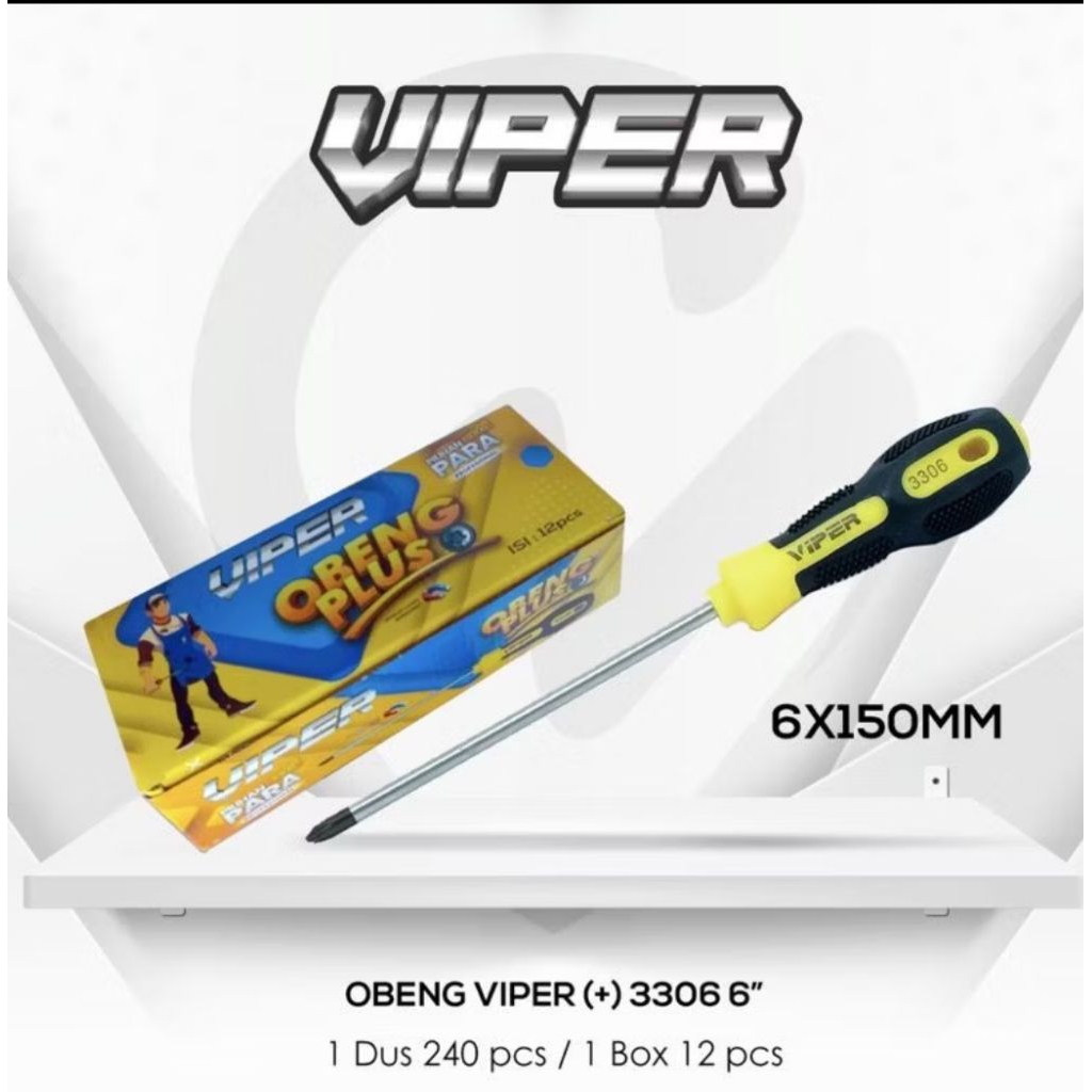 Obeng Plus Gagang Besar Panjang 6" VIPER obeng 6 inch
