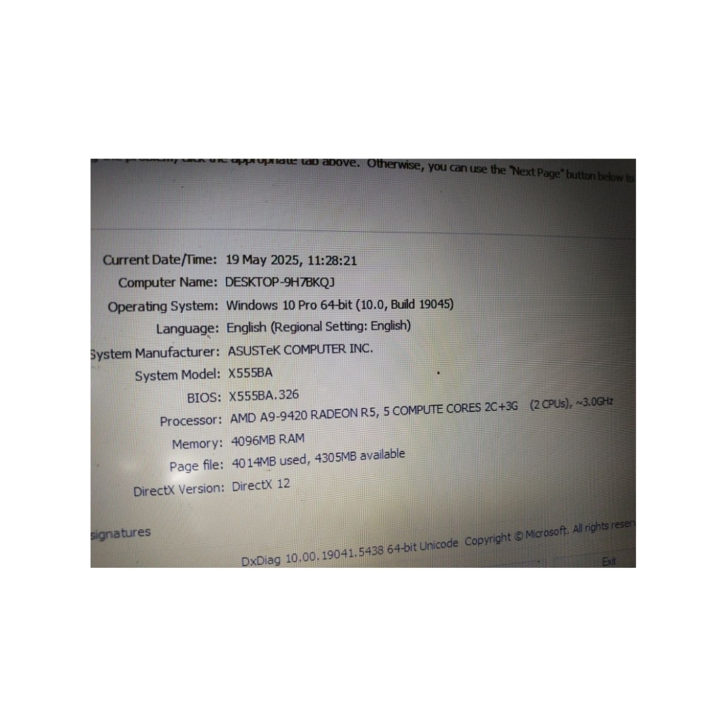 Laptop Layar Lebar Asus X555BA Processor Amd A9-9420