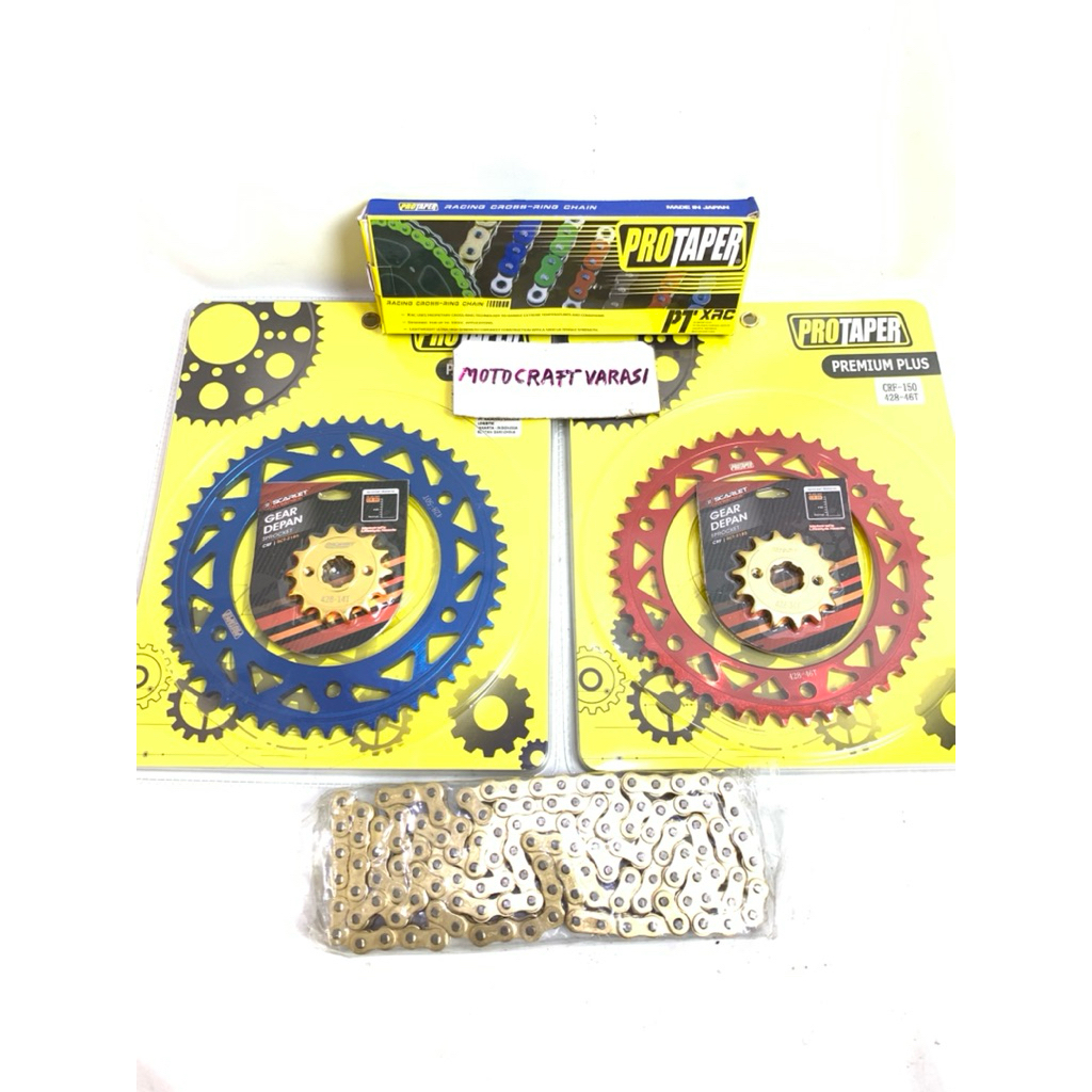 gear Set Depan Belakang CRF 150 Plus Rantai Gold 428 Gear Set Warna CRF 150 Supermoto Harian