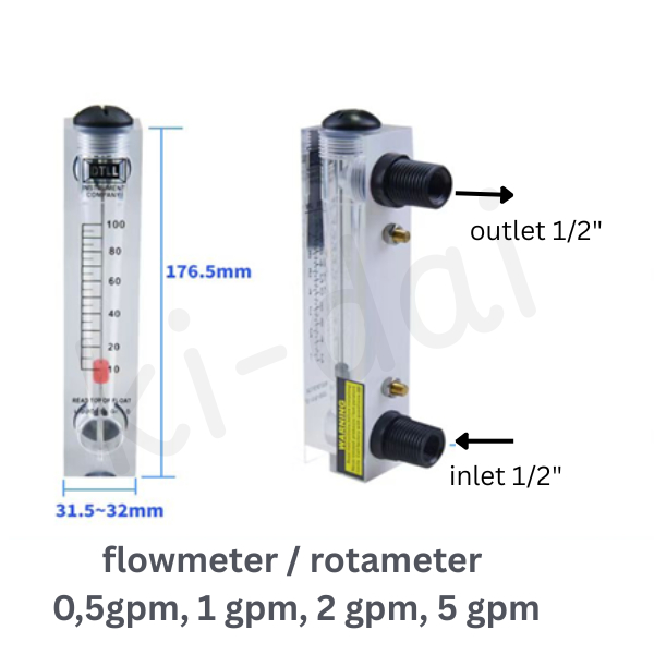 Presion Flowmeter Rotameter flow meter panel air RO 0,5 gpm, 1 gpm, 2 gpm, 5 gpm