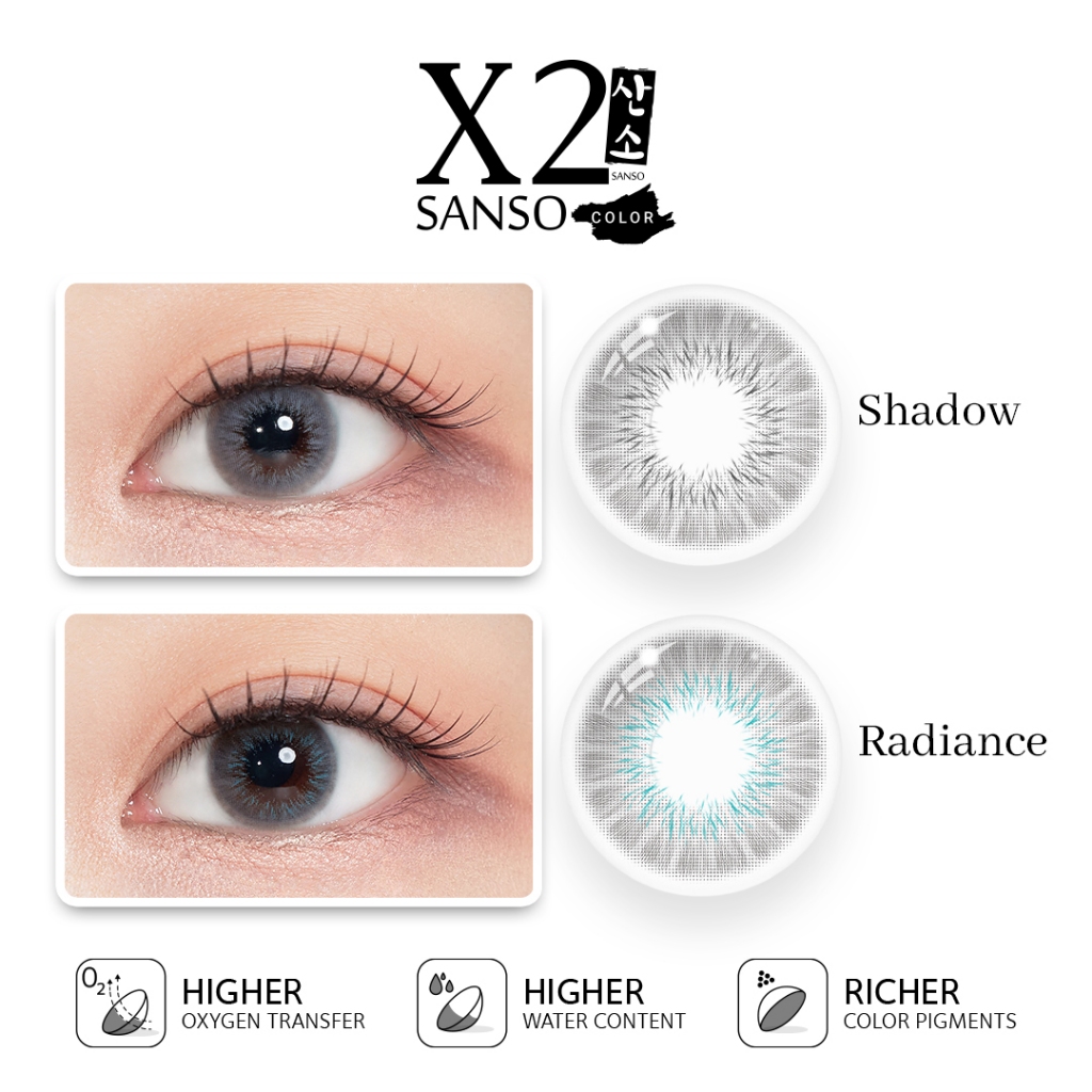 X2 Sanso Color - Shadow | Radiance | X2 Softlens | Soflens Abu-Abu | Soflens Grey | Soflen No Ring