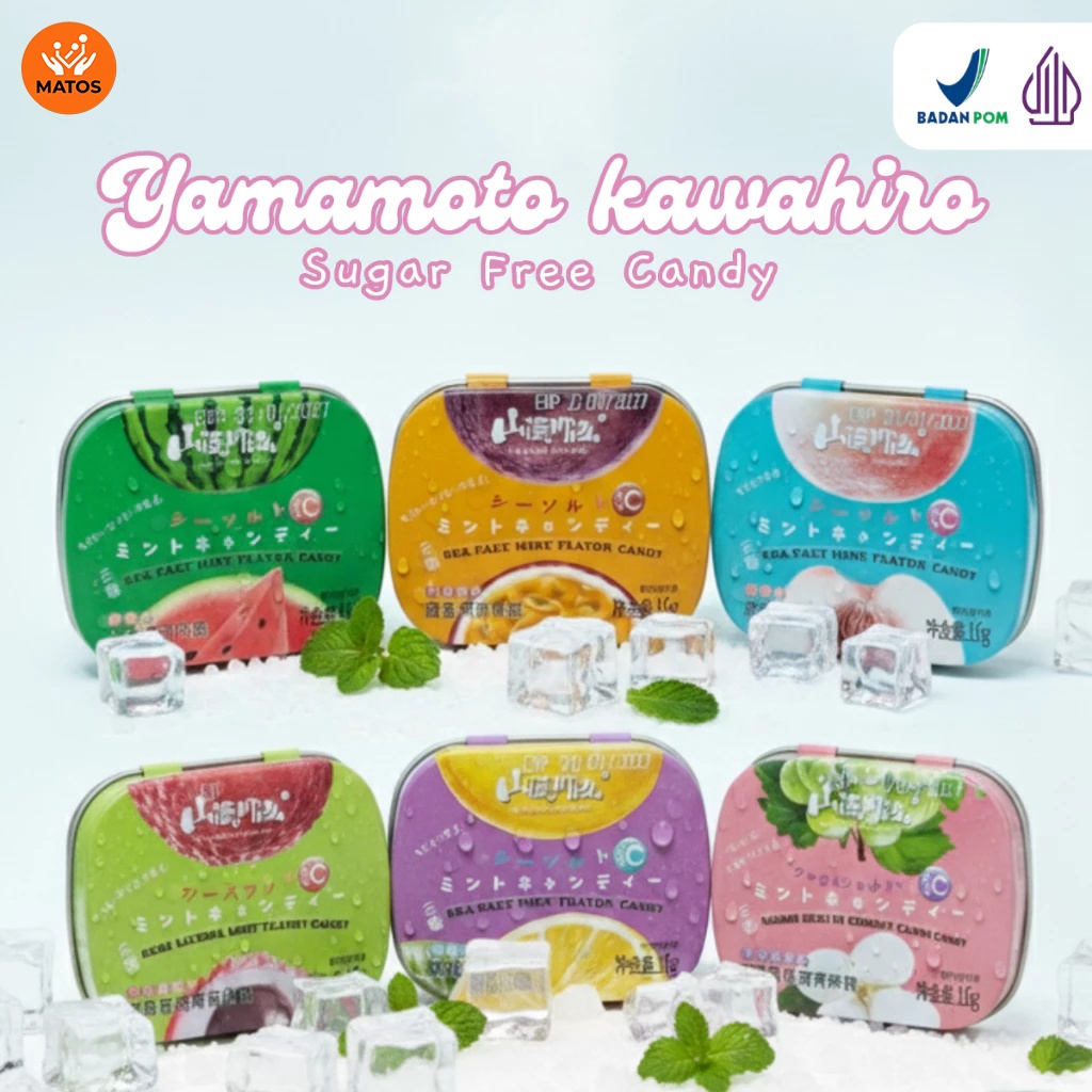 Permen Mint Bebas Gula Yamamoto - Sensasi Segar, 0 Gula, Halal BPOM Banyak Varian Rasa Buah Murah