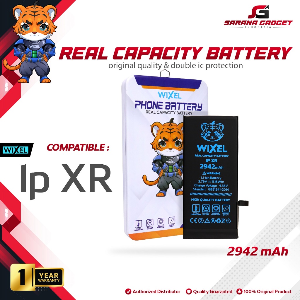 WIXEL ORIGINAL Baterai Iphone XR Double Power Real Capacity Batre Batrai Battery Ip Ori HP Handphone
