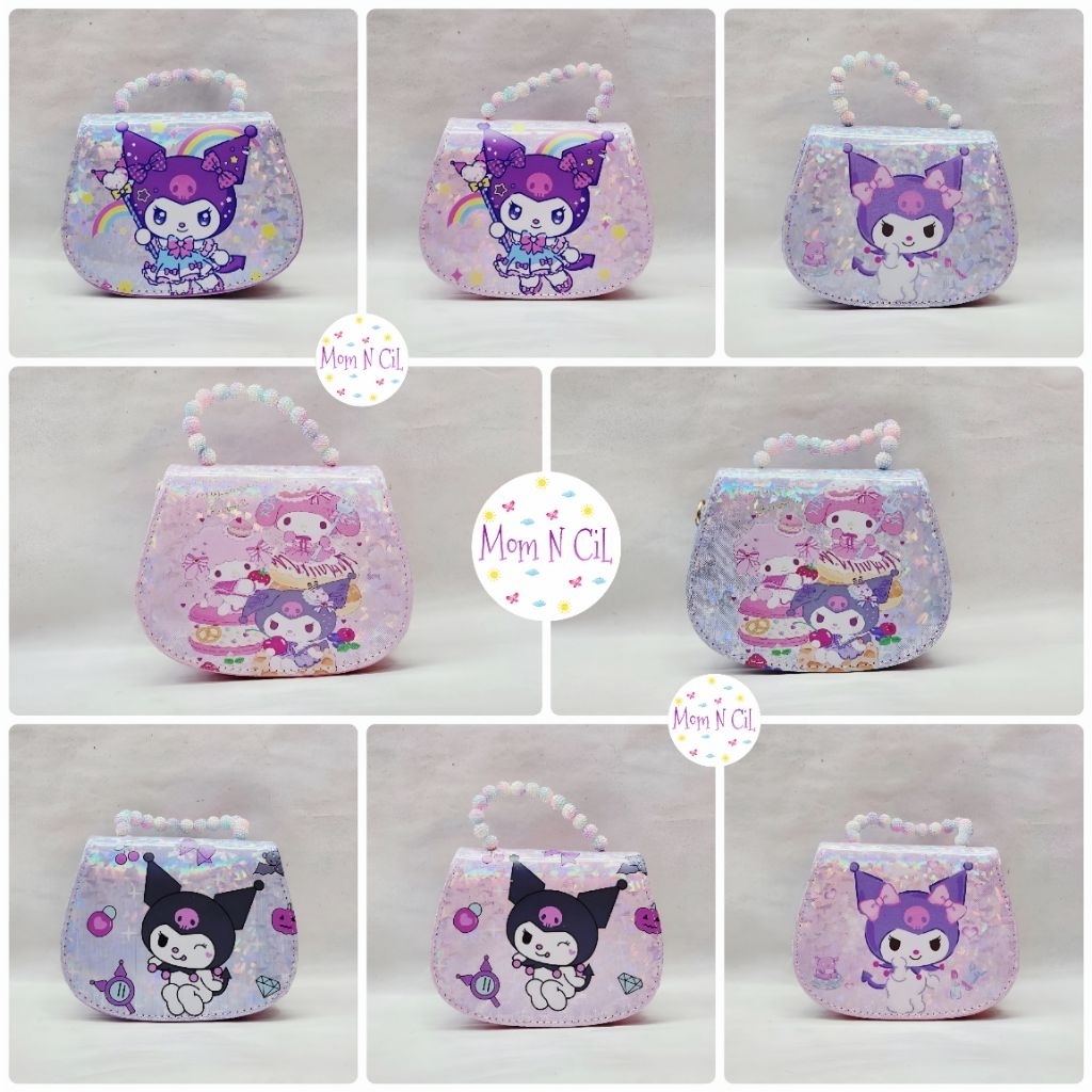 Tas Selempang Anak Perempuan Lebaran Natal Pesta Angpao Sling Bag Glossy Glitter Mote Kuromi My Melo