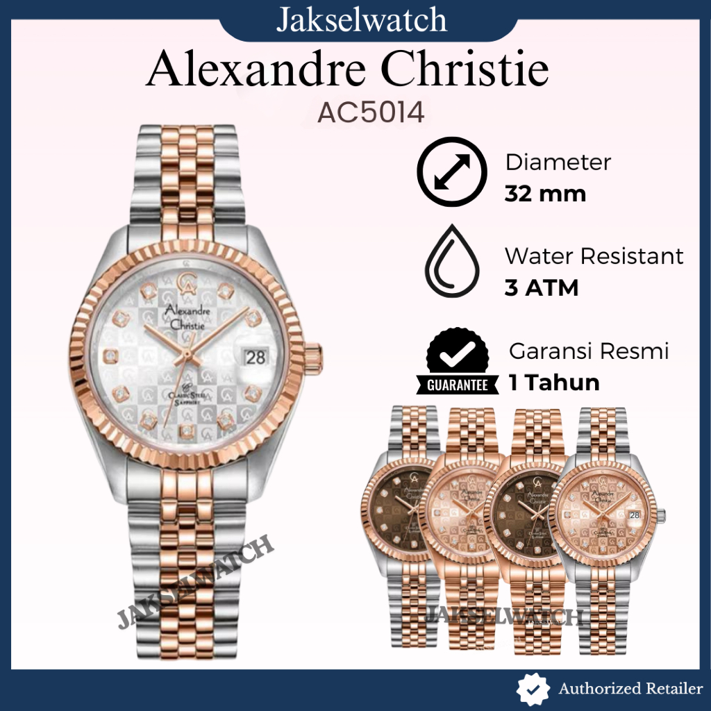 Jam Tangan Pria Wanita Alexandre Christie Rantai AC5013 AC5016 AC5002 AC5007 AC5014 AC2A83 AC5012 Or