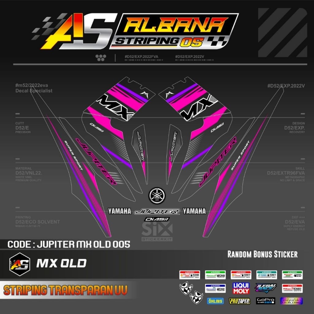 STRIPING TRANSPARAN JUPITER MX 135 LAMA STICKER JUPITER MX 135 OLD TRANSPARAN
