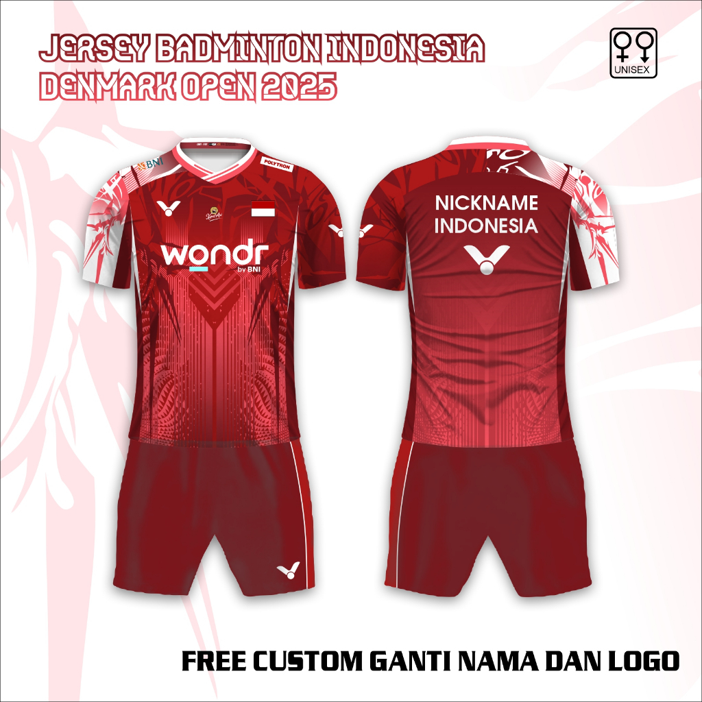 Setelan jersey Badminton Denmark Open 2025 baju kaos olah raga bulu tangkis