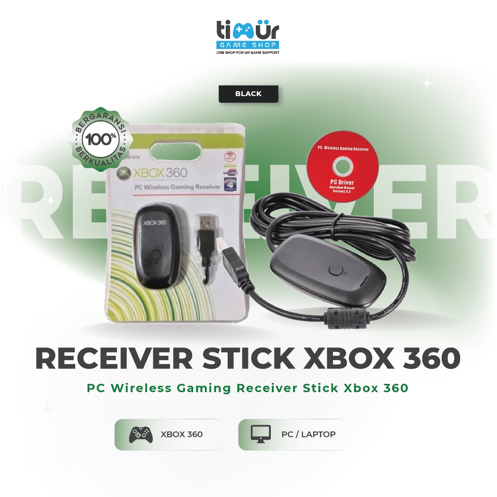 Receiver Stik Stick Xbox 360 Wireless Gaming Dongle For PC Windows