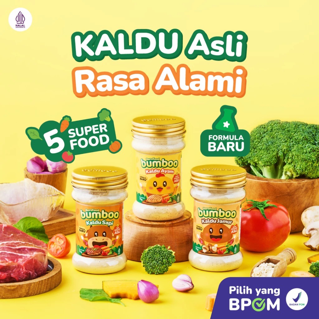 BAREFOOD BUMBOO KALDU AYAM, SAPI, JAMUR & ATI AYAM untuk MPASI Non MSG