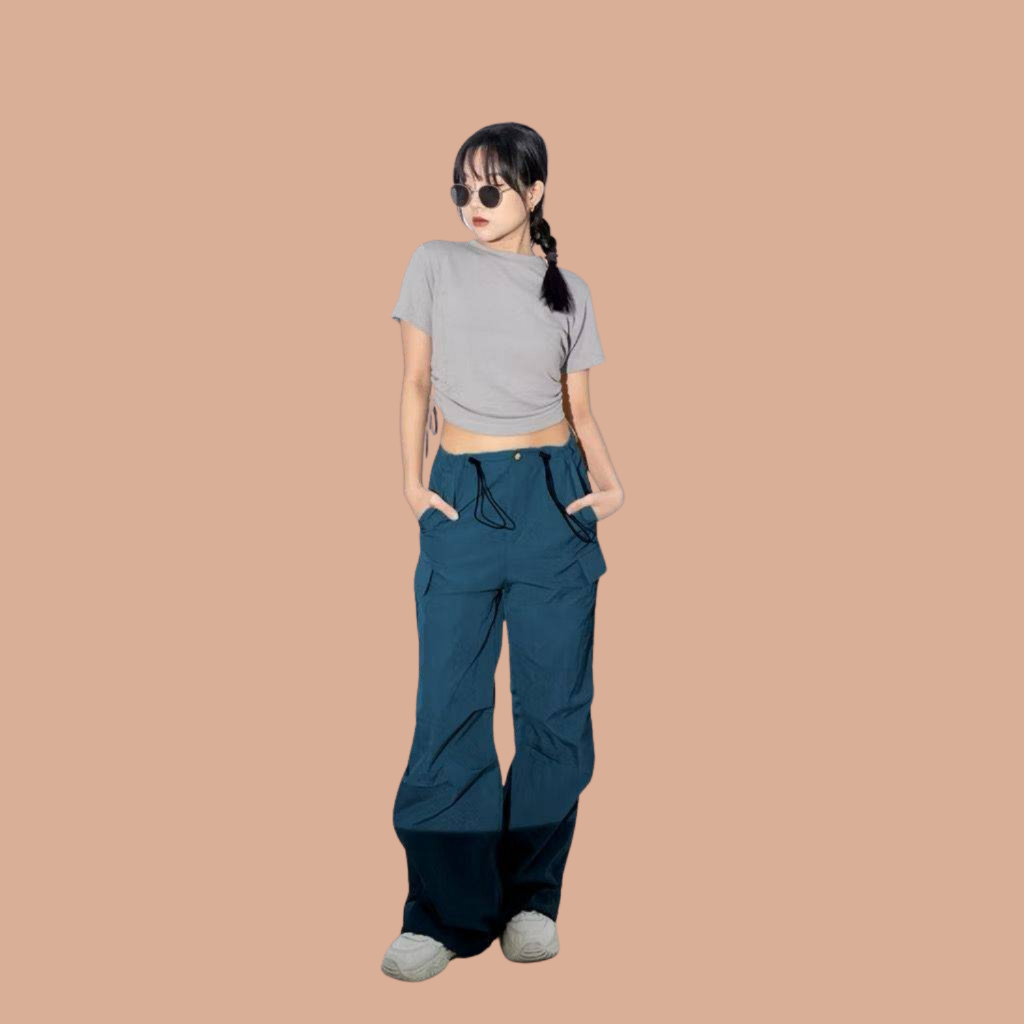 Celana Cargo Wanita Jogger Pants Bahan Parasut Premium