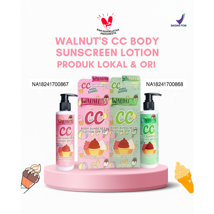 Walnut CC Body Sunscreen Lotion 200ml X Elzabethrosse Body Lotion 300ml