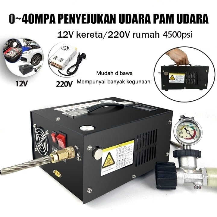 Portable Electric Air Compressor 12V 4500Psi 40Mpa - Mini Pcp Pump For Oxygen Tabung / Kompresor