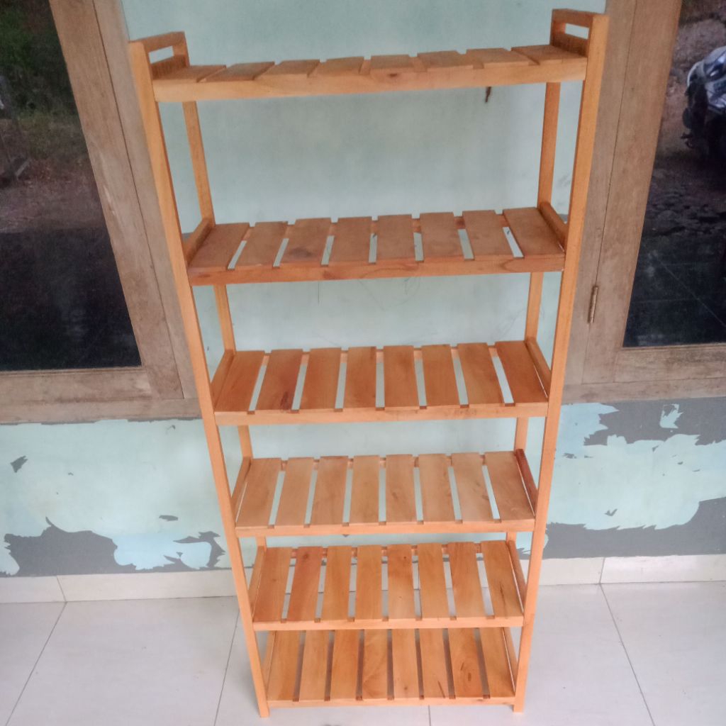 rak sepatu/rak ikan cupang/rak serbaguna enam tingkat/rak minimalis dari kayu