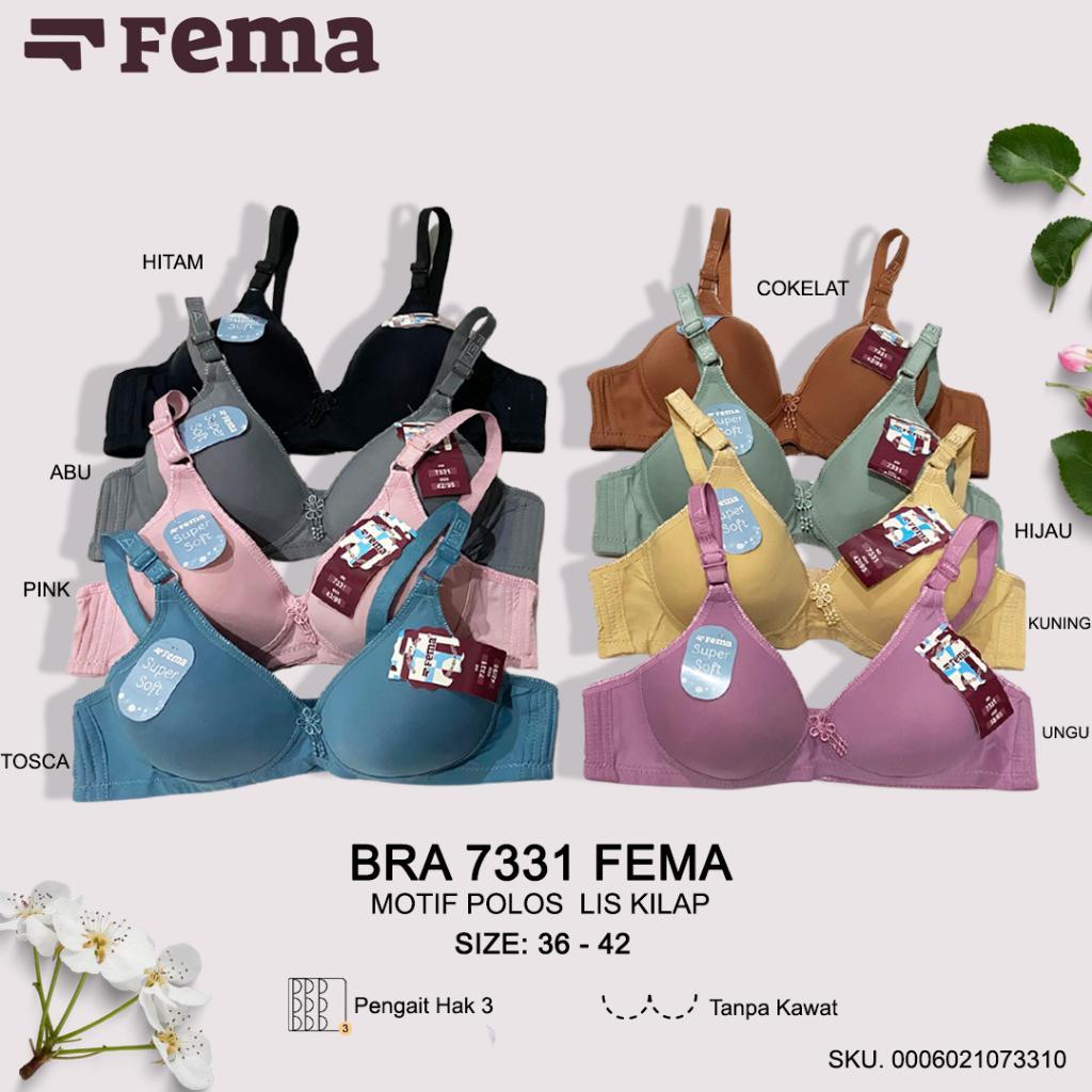 FEMA Official Shop 1 pcs Bra Polos 7331 BH Harian BH Simple Polos Kait 3 Non Kawat
