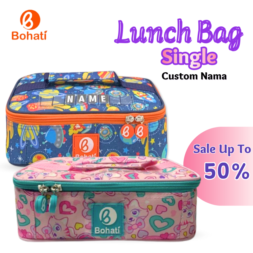 New Produk Tas Bekal Costum Nama I Bohati ( single ) Lunch Bag Bohati Kotak Makan