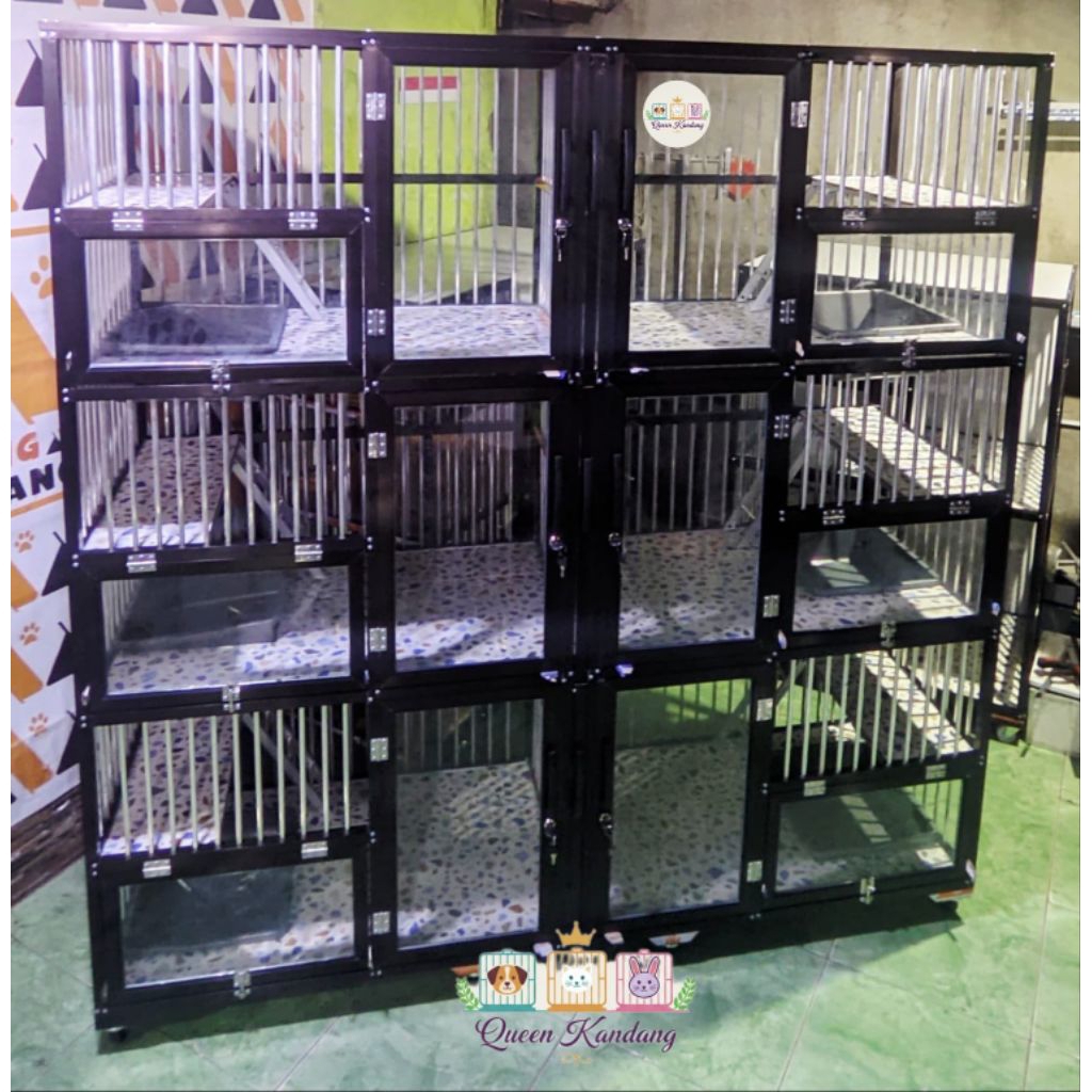 Kandang Kucing Aluminium 6 Pintu 3 Lantai