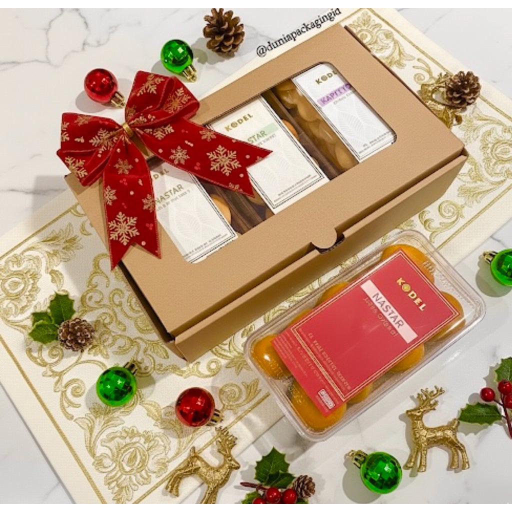 Kotak Hampers Window muat 3 atau 4 Toples Persegi Panjang 350 gr Box Hampers lebaran muat 3 toples 3