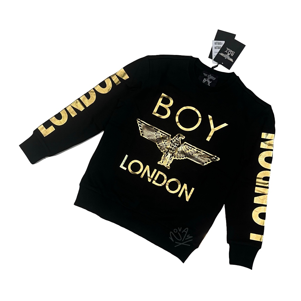 BOY London Eagle London Logo Sleeves Gold Sweatshirt Crewneck Unisex Nyaman Casual Streetwear Pria W