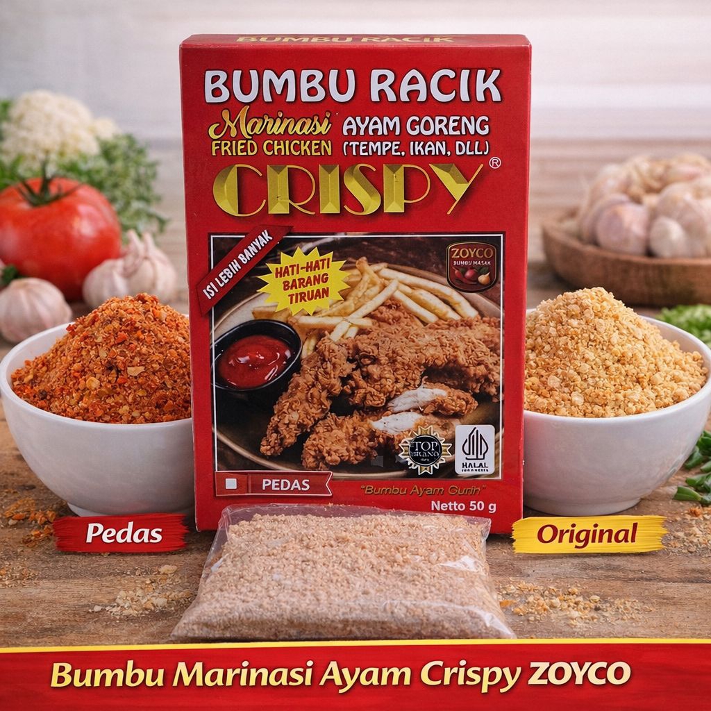 Bumbu Ayam Goreng Crispy Zoyco – Racik Marinasi Friedchiken ayam crispy kemasan 50 gram