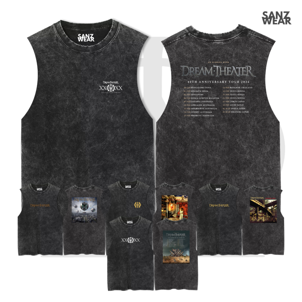 SANZ kaos singlet DREAM THEATER slimfit sleeveless washed shirt | cotton combed 24s premium DT 6-10