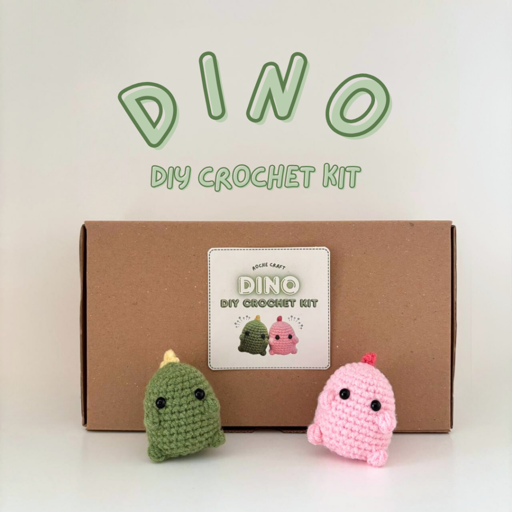 Paket Rajut Boneka Dino | DIY Paket Rajut Amigurumi Dino | Crochet Kit | DIY Paket Merajut