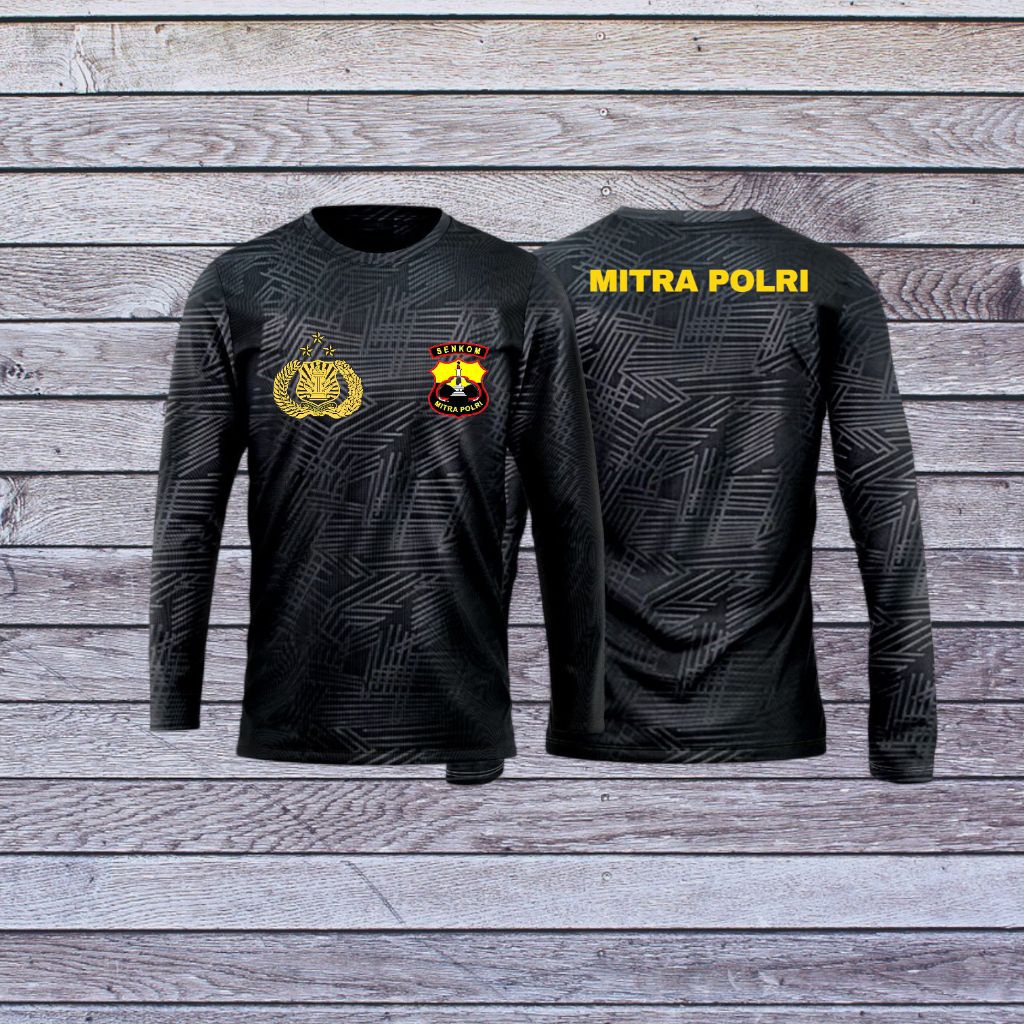 Kaos Jersey bahan embose lengan panjang Mitra polri