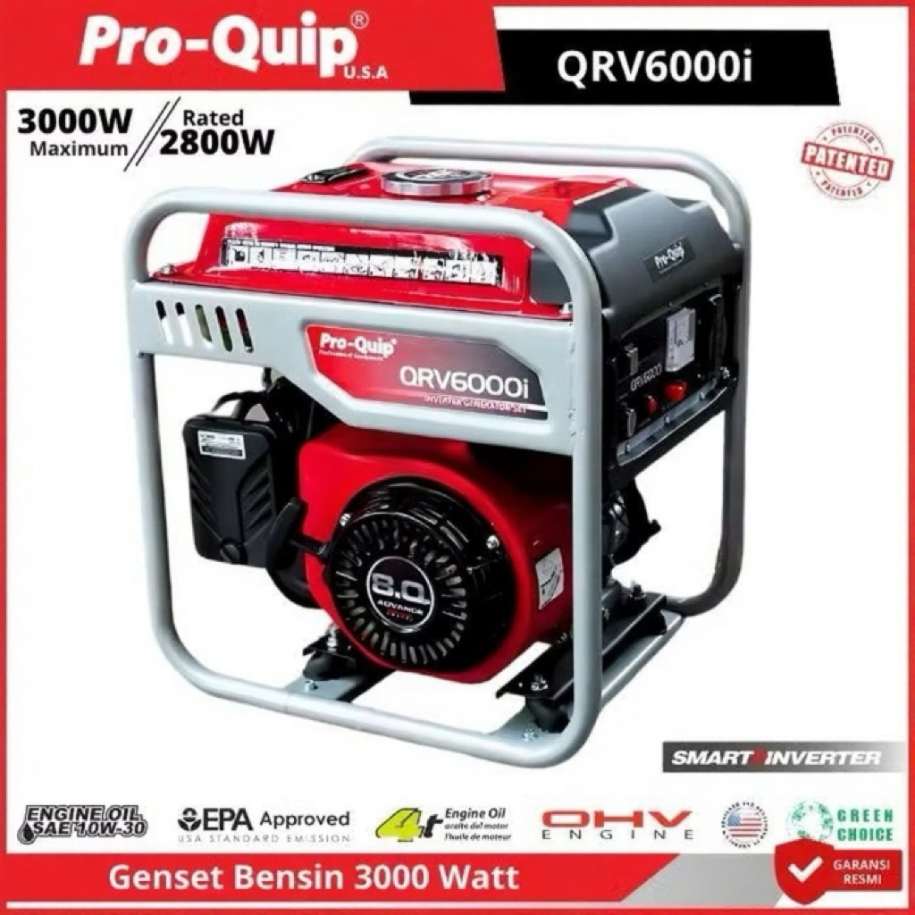 ProQuip QRV6000i QRV 6000 Mesin Genset Listrik Genset Bensin Gasoline Generator Genset 3000Watt