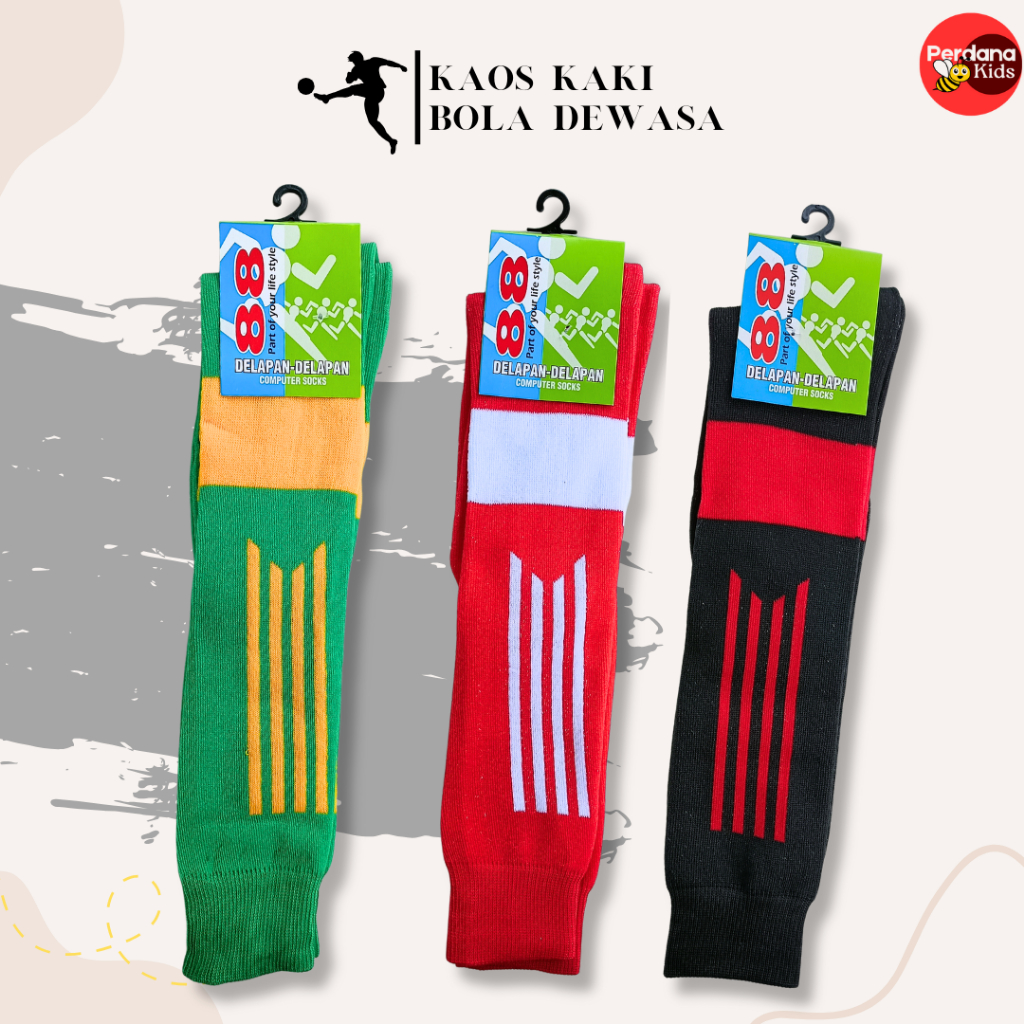 KAOS KAKI SEPAK BOLA HITAM STRIP MERAH – HIJAU STRIP KUNING – MERAH STRIP PUTIH / SOCCER / KAOS KAKI