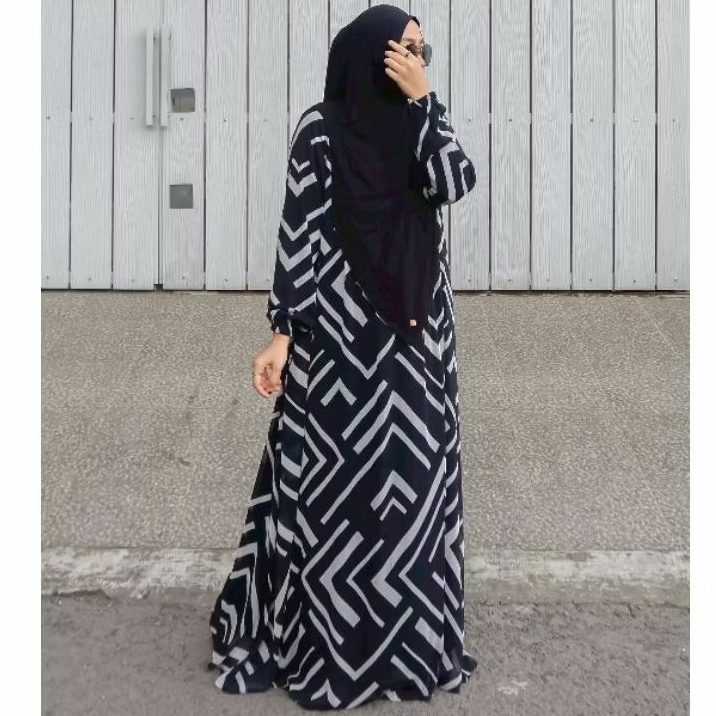 GAMIS ARROW ABSTRACT PATTERN BY ZAFEETRI (GAMIS SAJA) // GAMIS SYARI CERUTY MOTIF