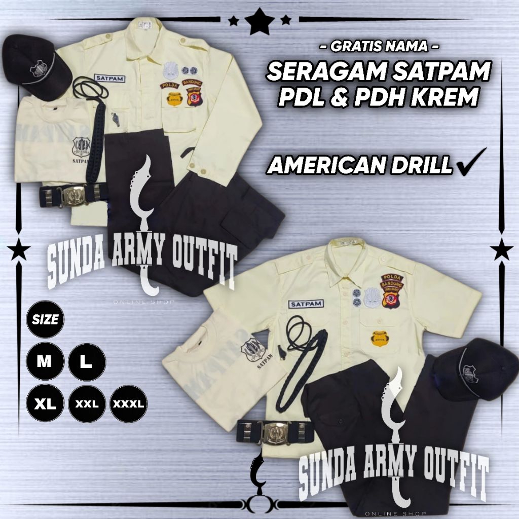 PAKET SERAGAM PDL PDH SATPAM LENGKAP TERBARU BAJU SERAGAM PDL SATPAM PDH SATPAM SETELAN PDL SATPAM S