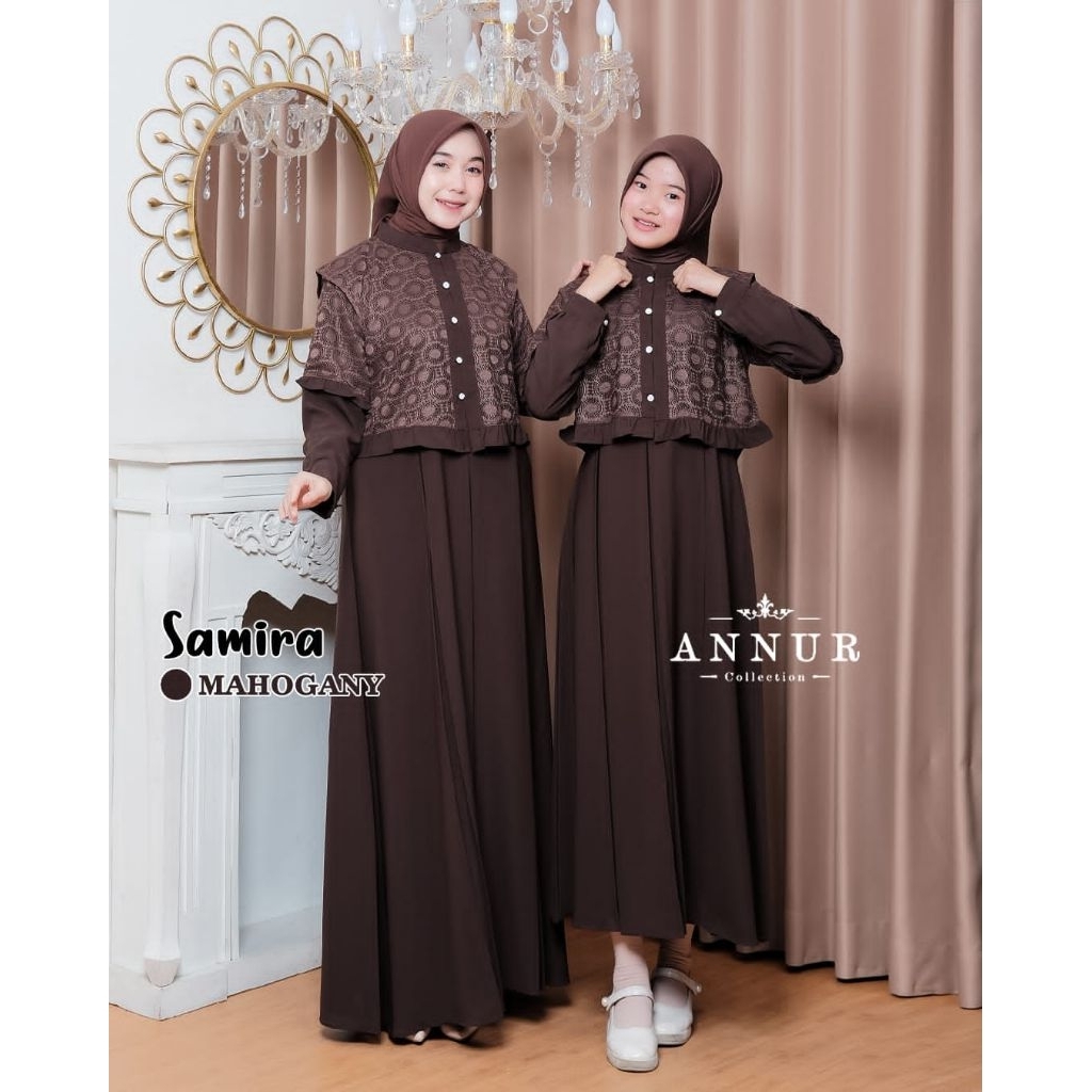 Gamis lebaran couple Samira - gamis brukat lebaran premium termurah - gamis set blazer brukat - gami