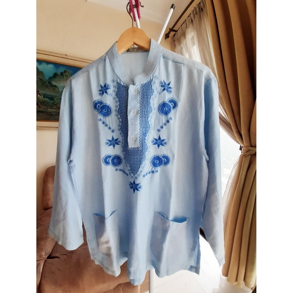 Baju koko Pria Motif Bordir "ARAFAH EXCLUSiVE " ( Size :LD 110 P 70 ) Preloved Second Branded